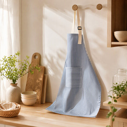 Loombib™ Cotton Linen Kitchen Apron in a calm home setting