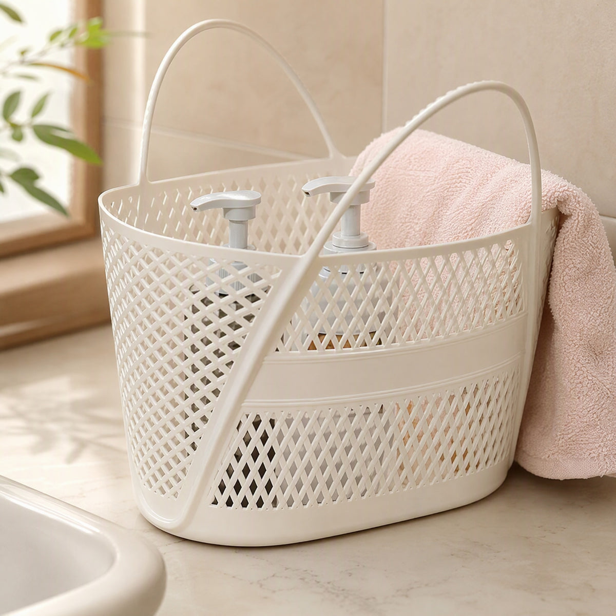 Dripbasket™ PP Plastic Draining Storage Basket, styled close view