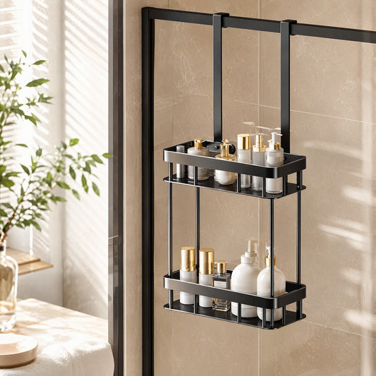 Tileperch™ Hole-Free Bathroom Storage Rack in a calm home setting