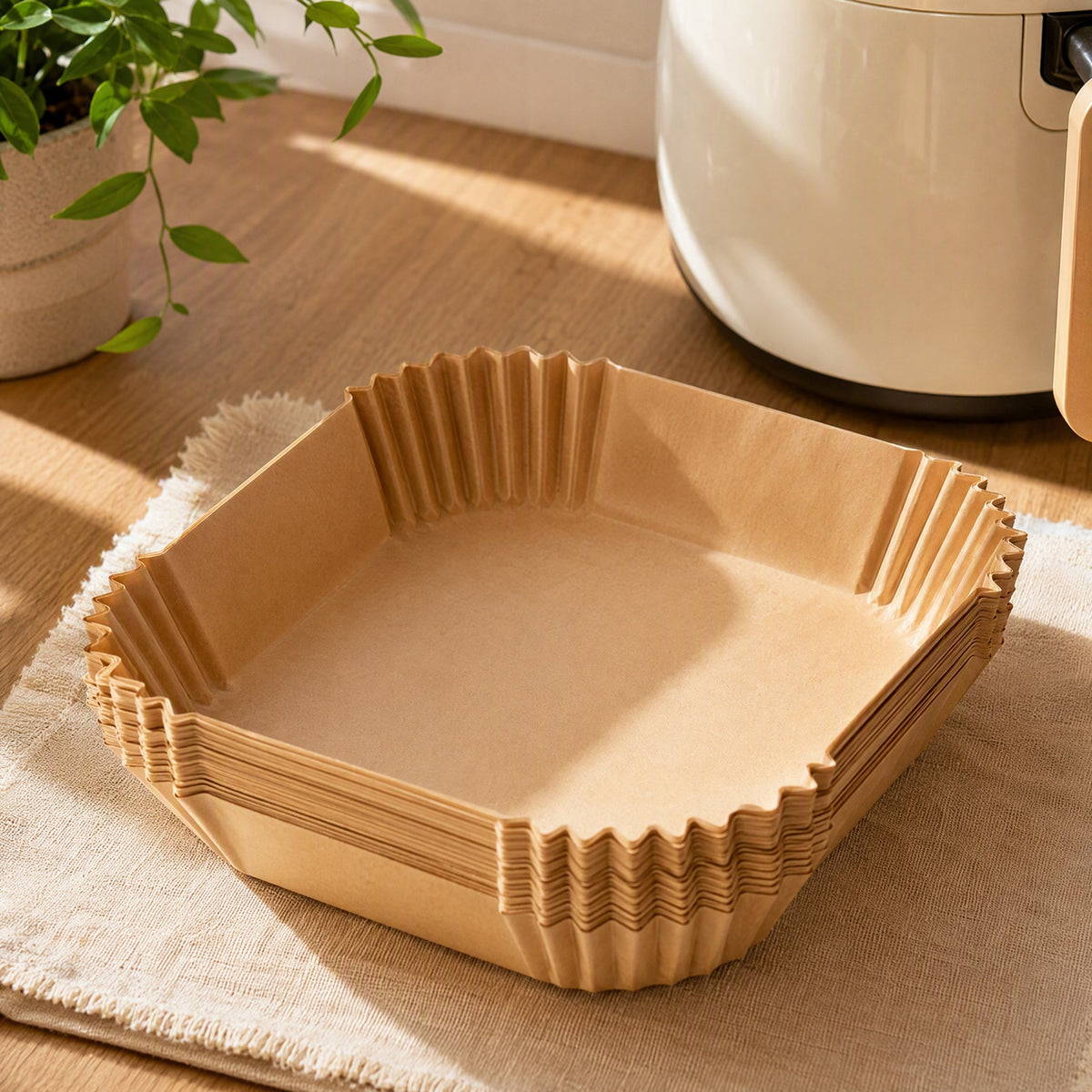 Fryshield™ Greaseproof Air Fryer Paper in a calm home setting