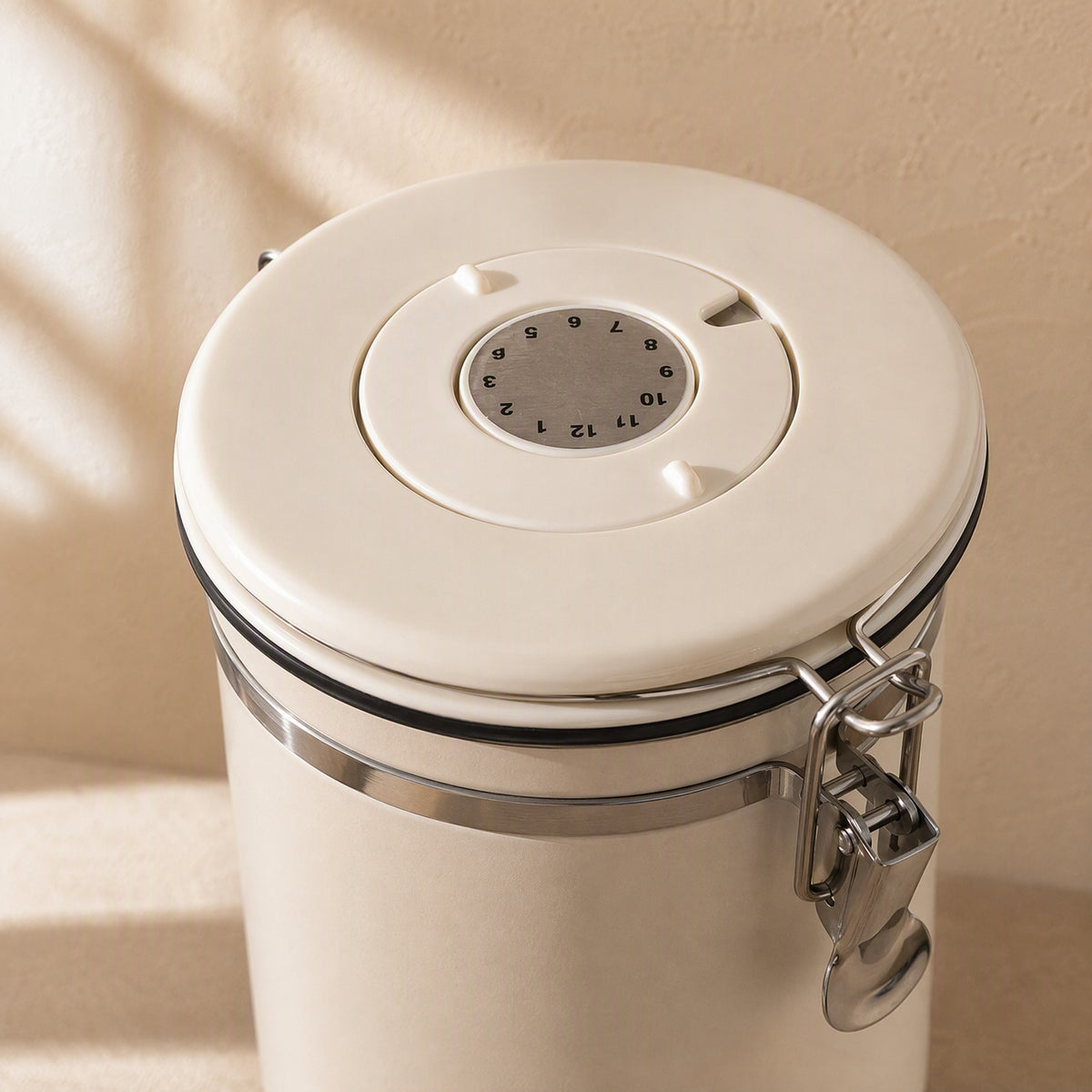 Beanseal™ Stainless Steel Coffee Canister, material and detail close-up