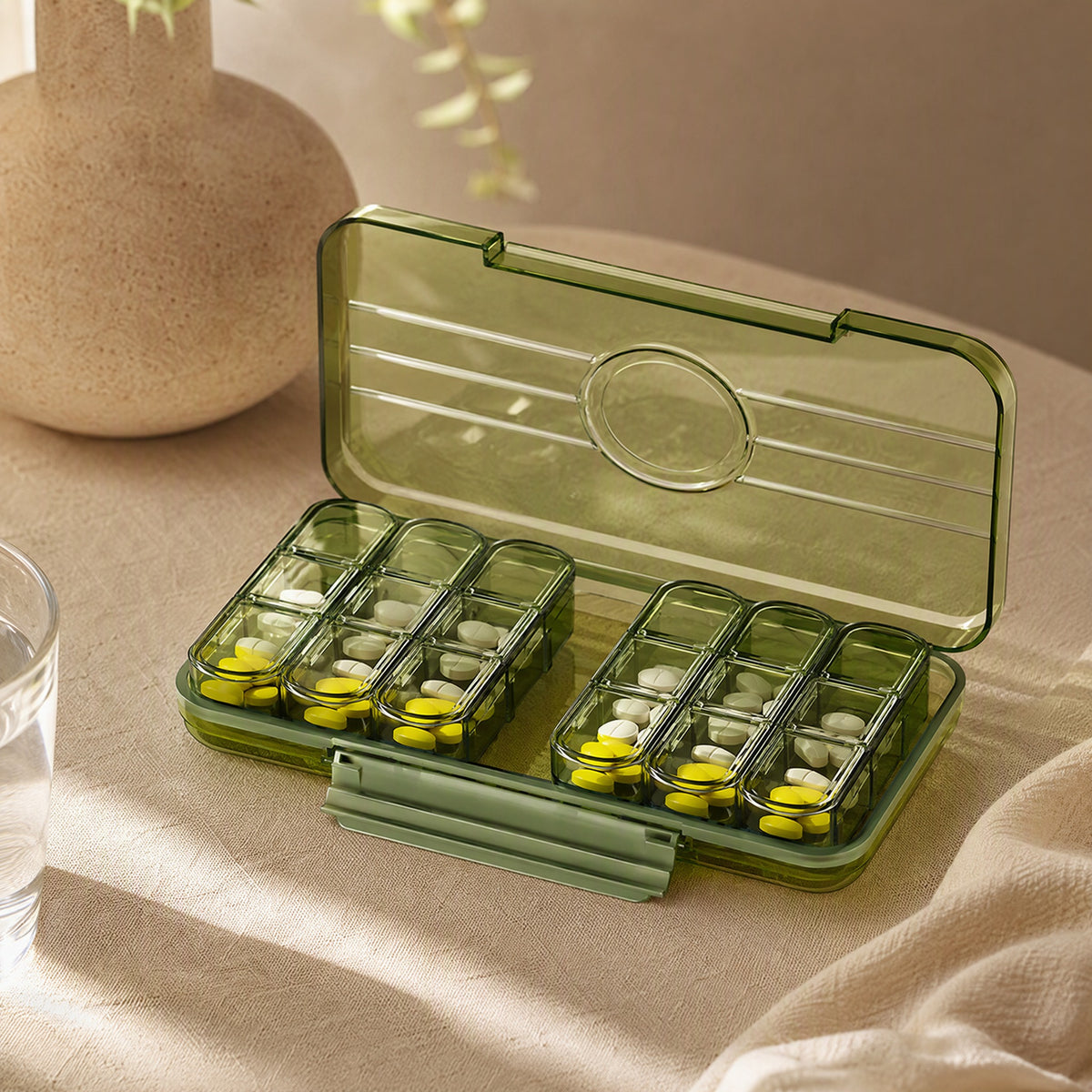 Mednook™ Medicine Storage Box With Compartments, styled close view