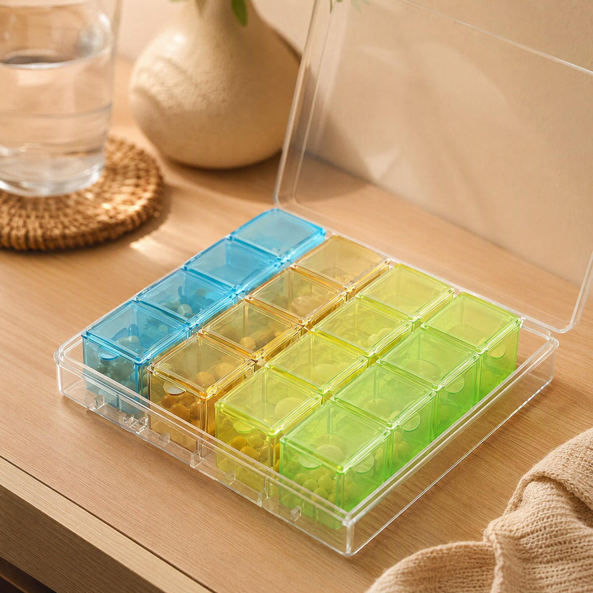Pillkeep™ Plastic Medicine Storage Box, styled close view