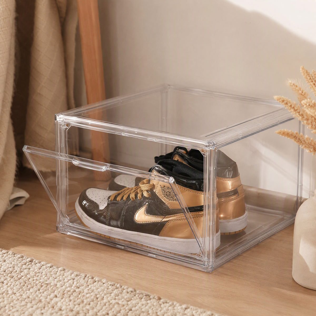 Shoesight™ Transparent Shoe Storage Box, styled close view