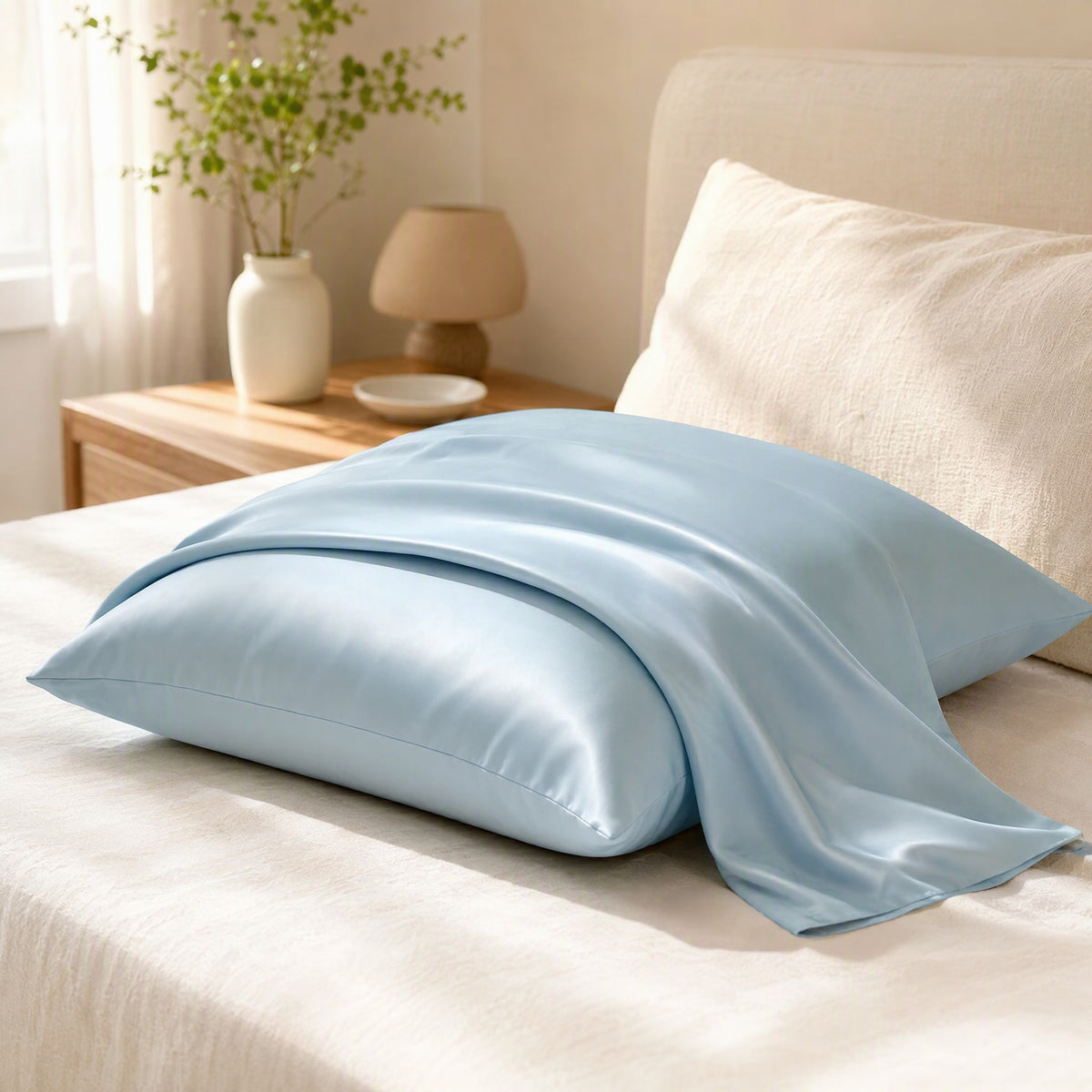 Tiecool™ Cooling Pillowcase with Tie Strap in a calm home setting