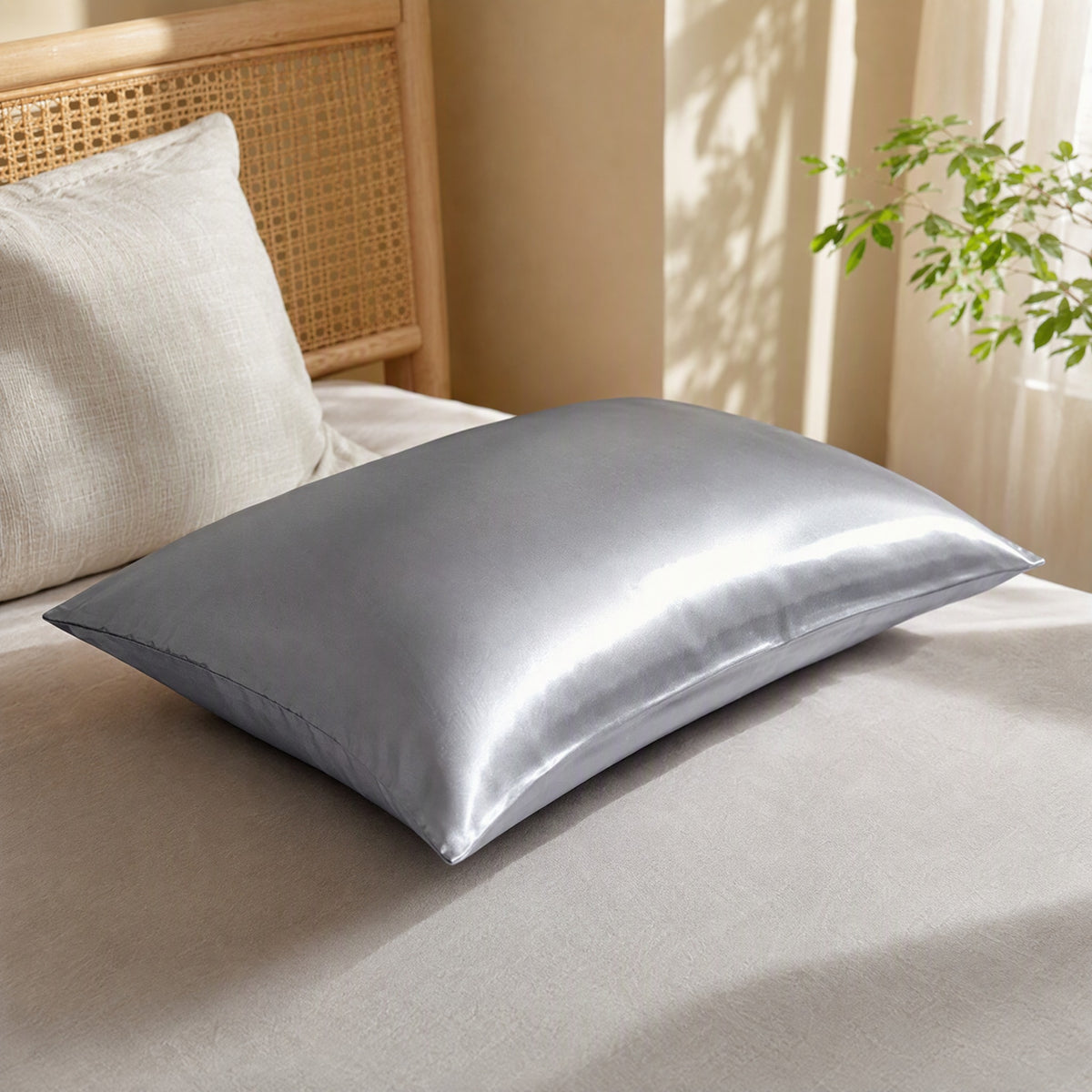 Satinglow™ Polyester Satin Pillowcase in a calm home setting