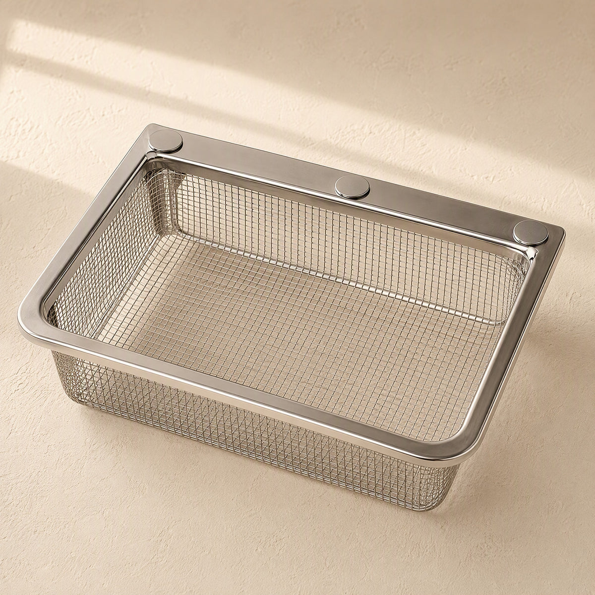 Drainwell™ Stainless Steel Sink Drain Basket, material and detail close-up