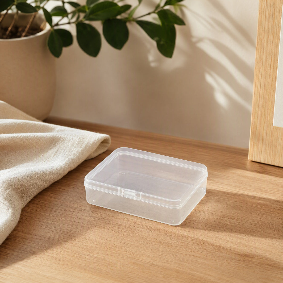 Boxvista™ Clear PP Rectangular Storage Box in a calm home setting