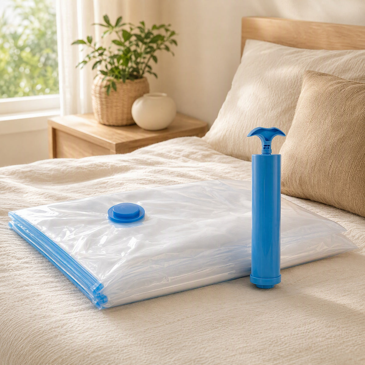 Viewstash™ Transparent Vacuum Storage Bag in a calm home setting