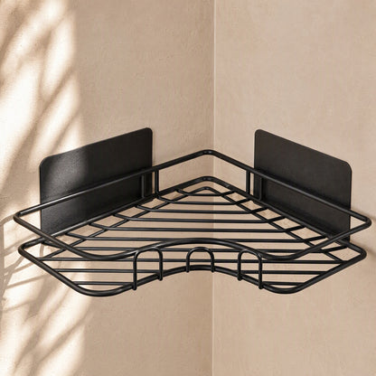 Steelnook™ Carbon Steel Bathroom Corner Rack, material and detail close-up