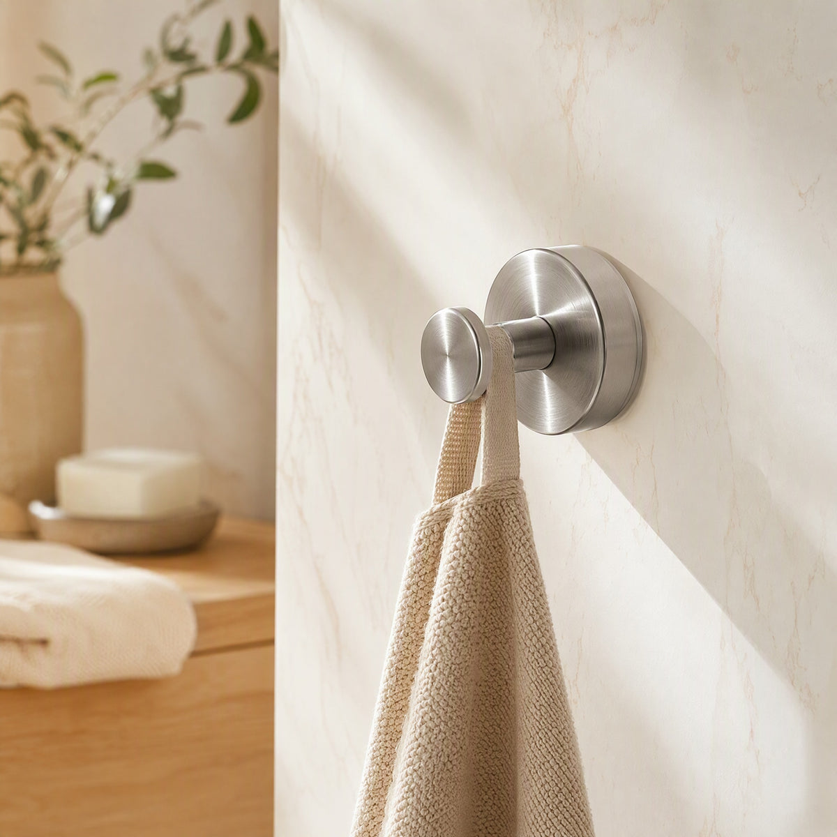 Sealhook™ Stainless Steel Suction Cup Hook in a calm home setting