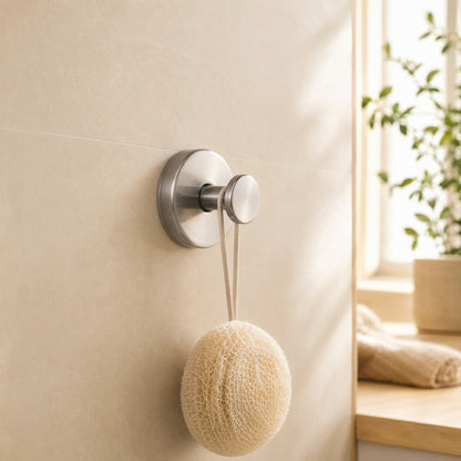 Clingpeg™ Stainless Steel Suction Cup Hook in a calm home setting