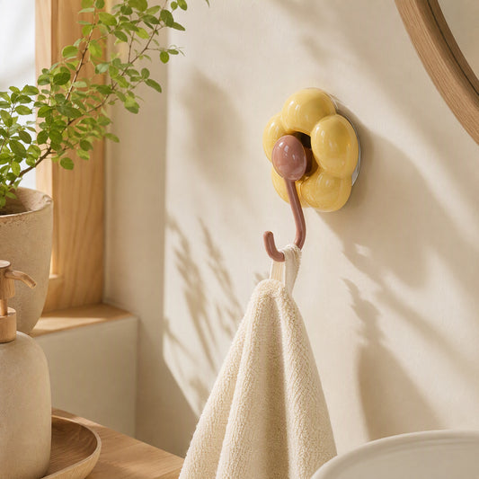 Bloompeg™ Sunflower Suction Cup Hook in a calm home setting