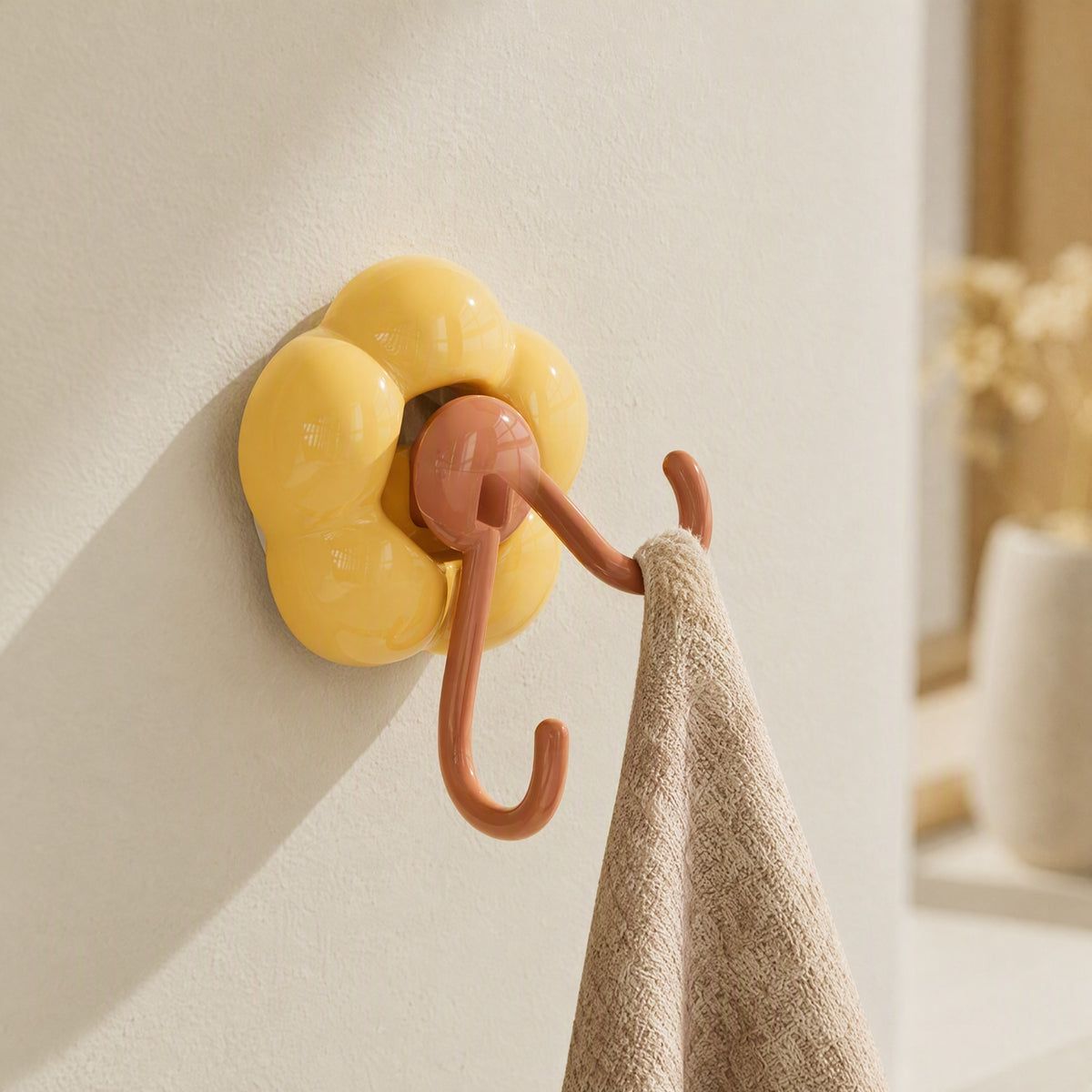 Bloompeg™ Sunflower Suction Cup Hook, styled close view