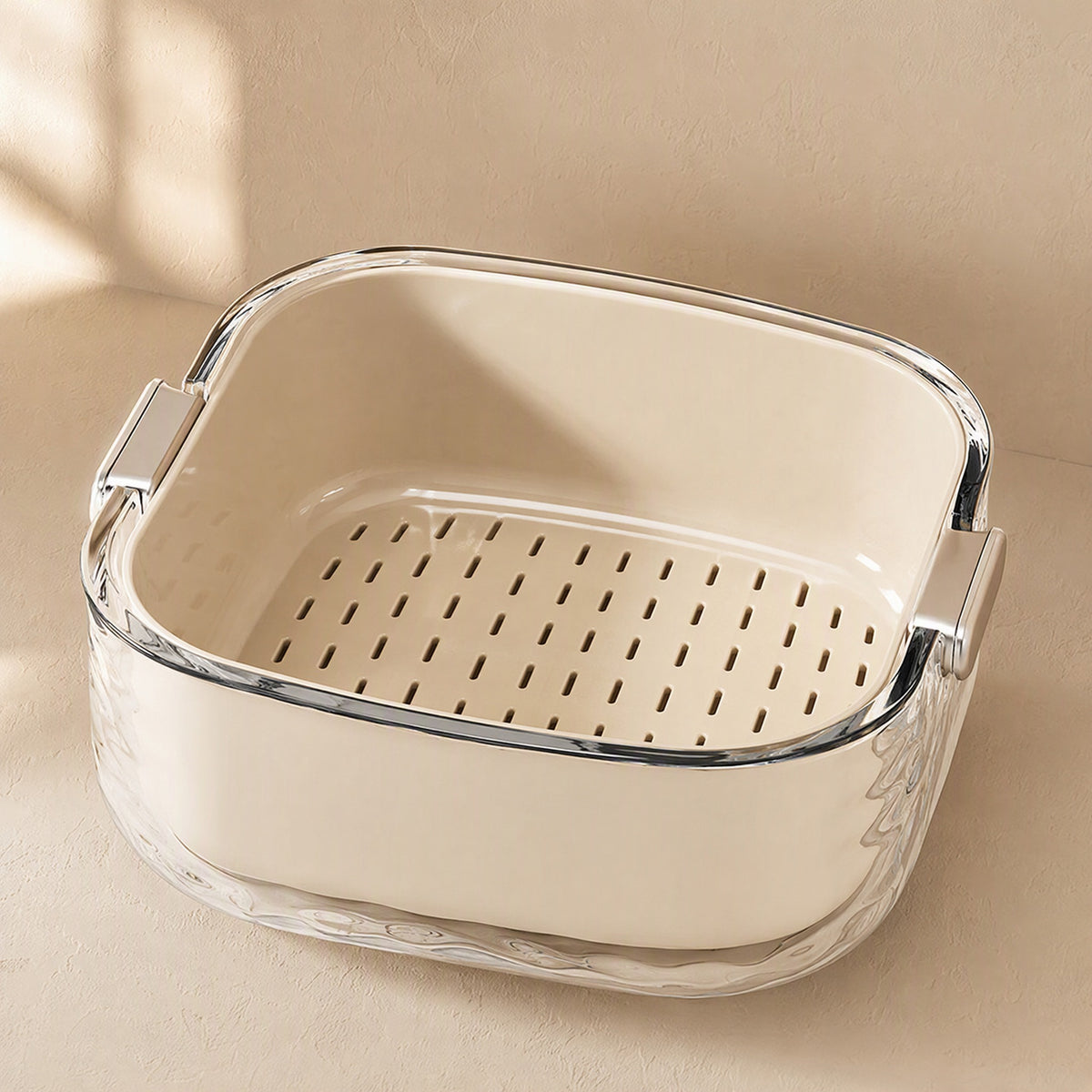 Vegwash™ Double Layer Vegetable Washing Basin, material and detail close-up