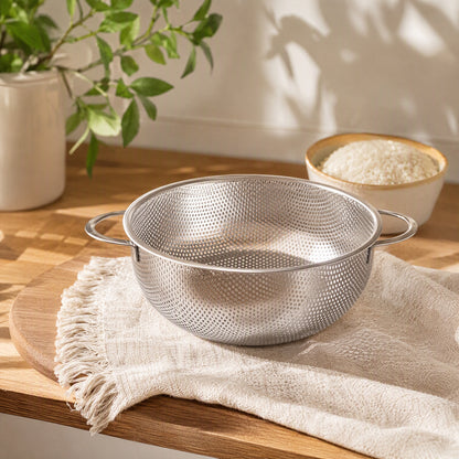 Rinsemesh™ Stainless Steel Drain Basket in a calm home setting