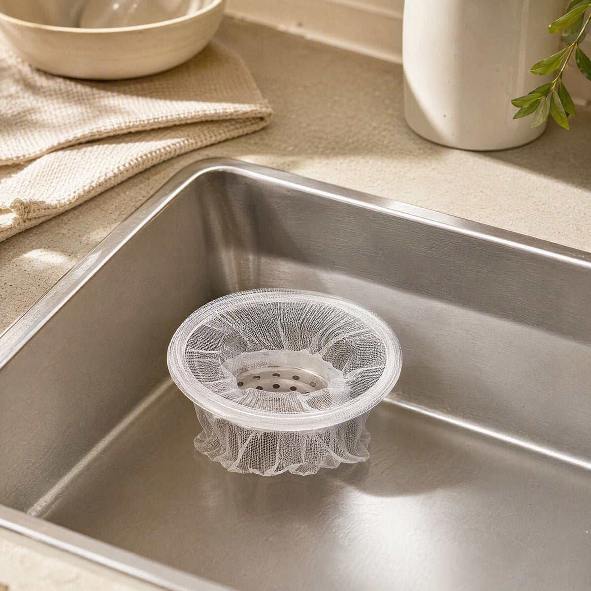 Netsift™ Nylon Kitchen Sink Filter Net, styled close view