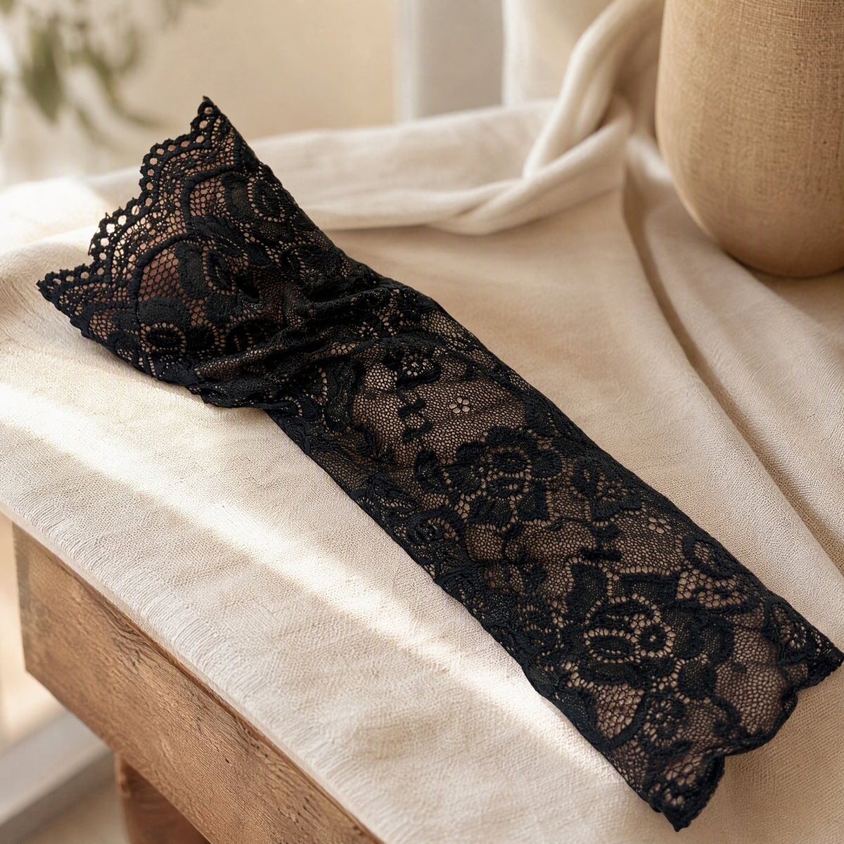 Lacegrace™ Lace Arm Sleeve, styled close view