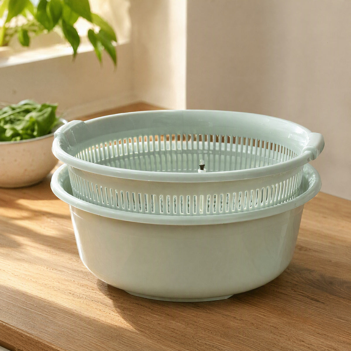 Drainnest™ Plastic Vegetable Washing Basket, styled close view