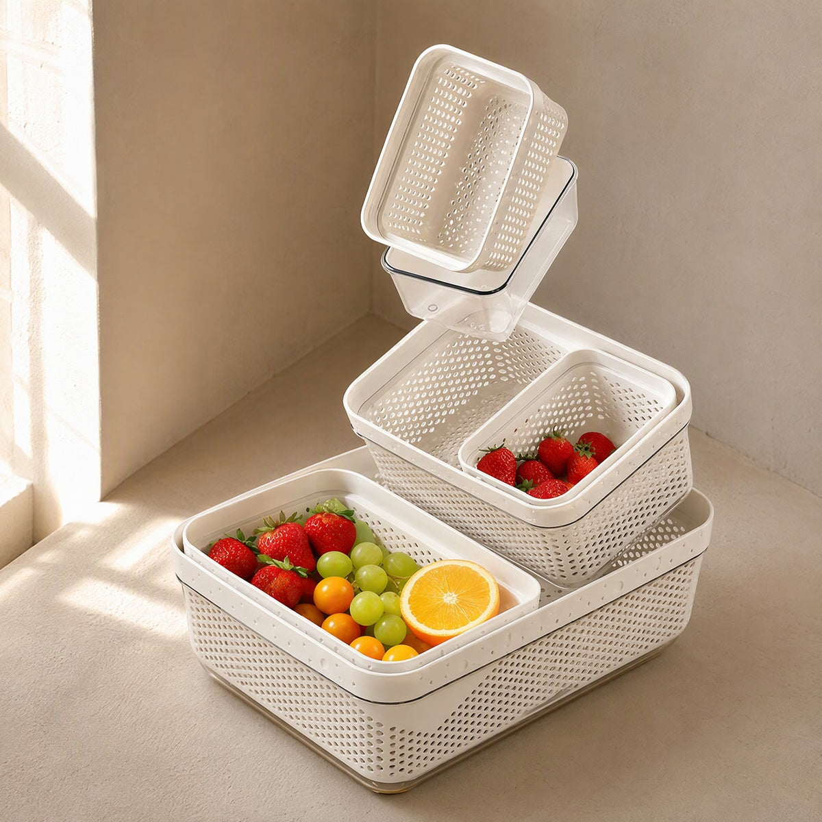 Twinrinse™ Double-Layer Vegetable Washing Basin