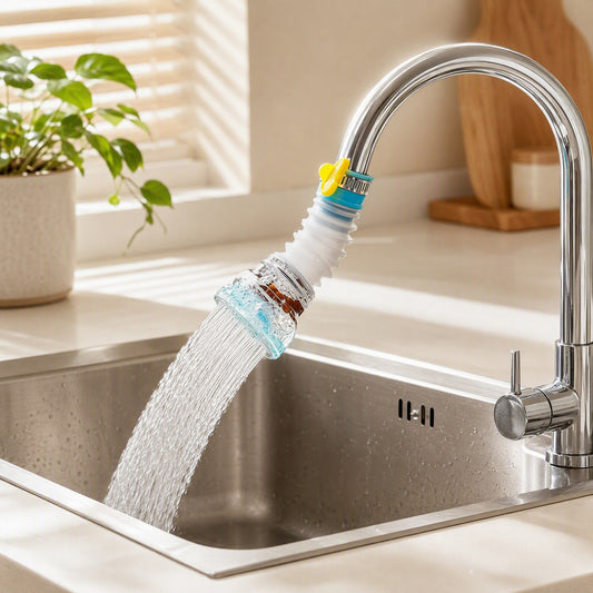 Swiveltap™ ABS Rotating Faucet Extension in a calm home setting