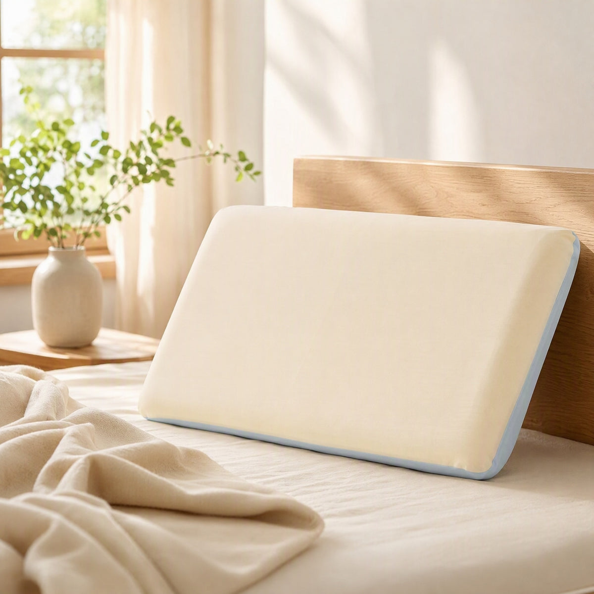 Frostloft™ Cooling Polyester Pillowcase in a calm home setting