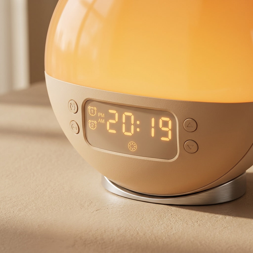 Mornlume™ Sunrise Alarm Clock Night Light, material and detail close-up