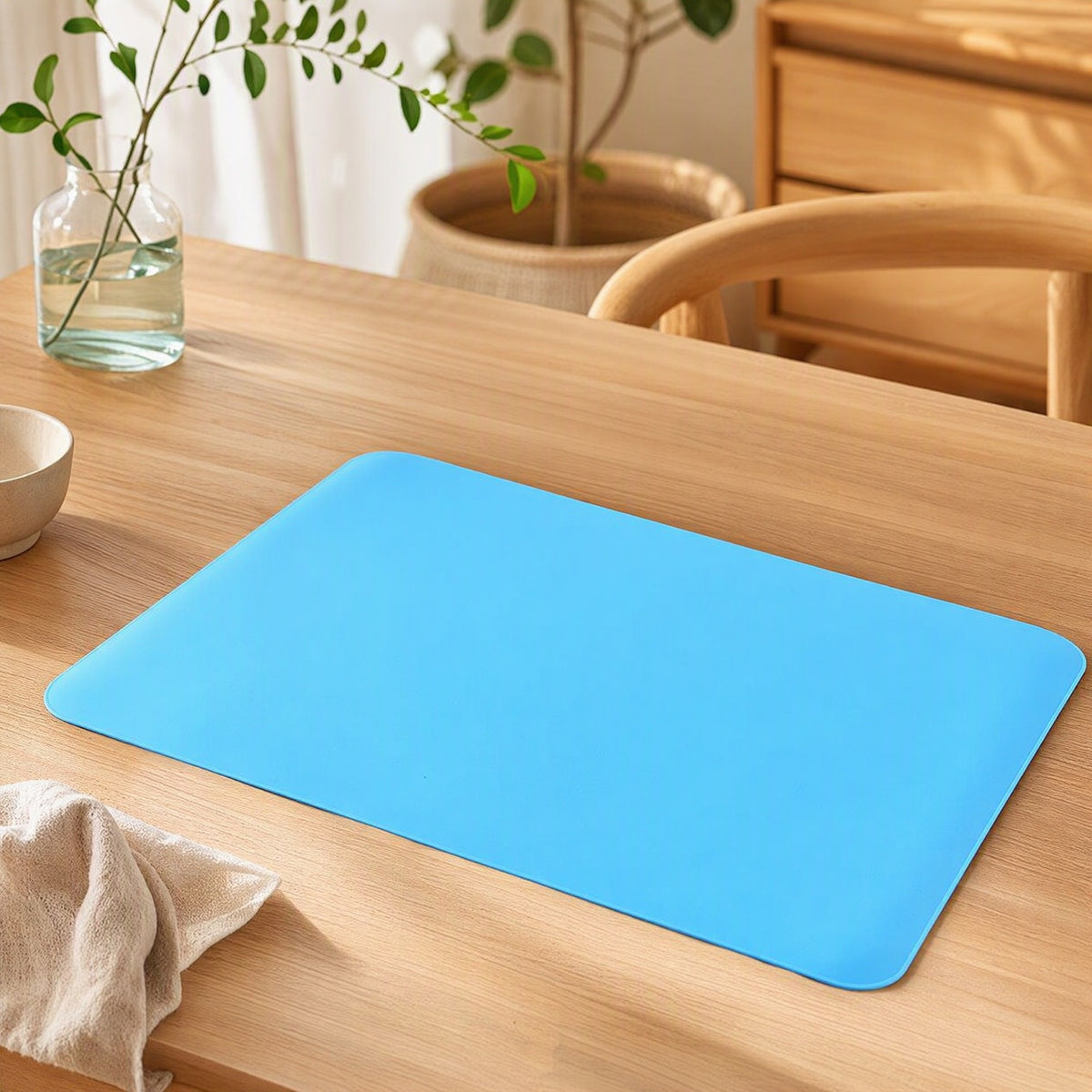 Matrest™ Rectangular Silicone Table Mat in a calm home setting