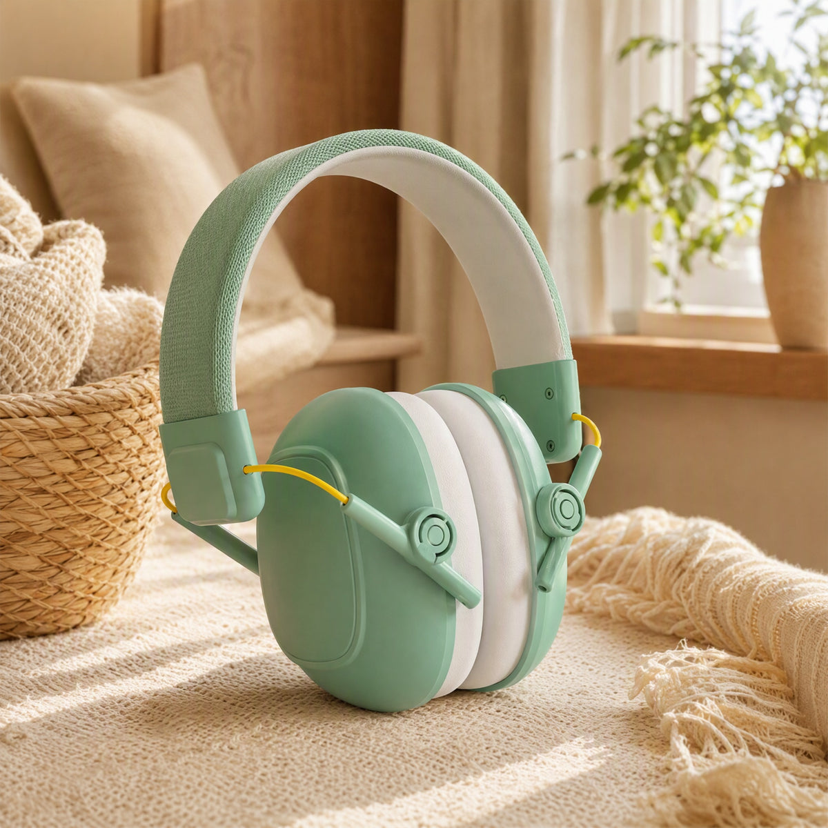 Quietcub™ Kids Soundproof Earmuffs in a calm home setting