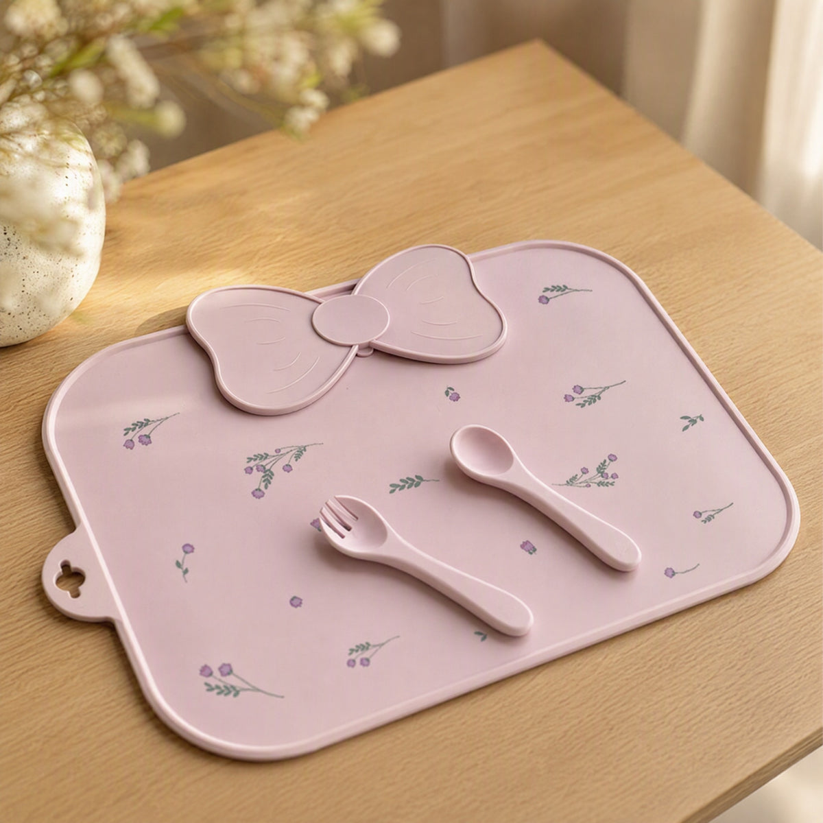 Squishmat™ Silicone Square Placemat, styled close view