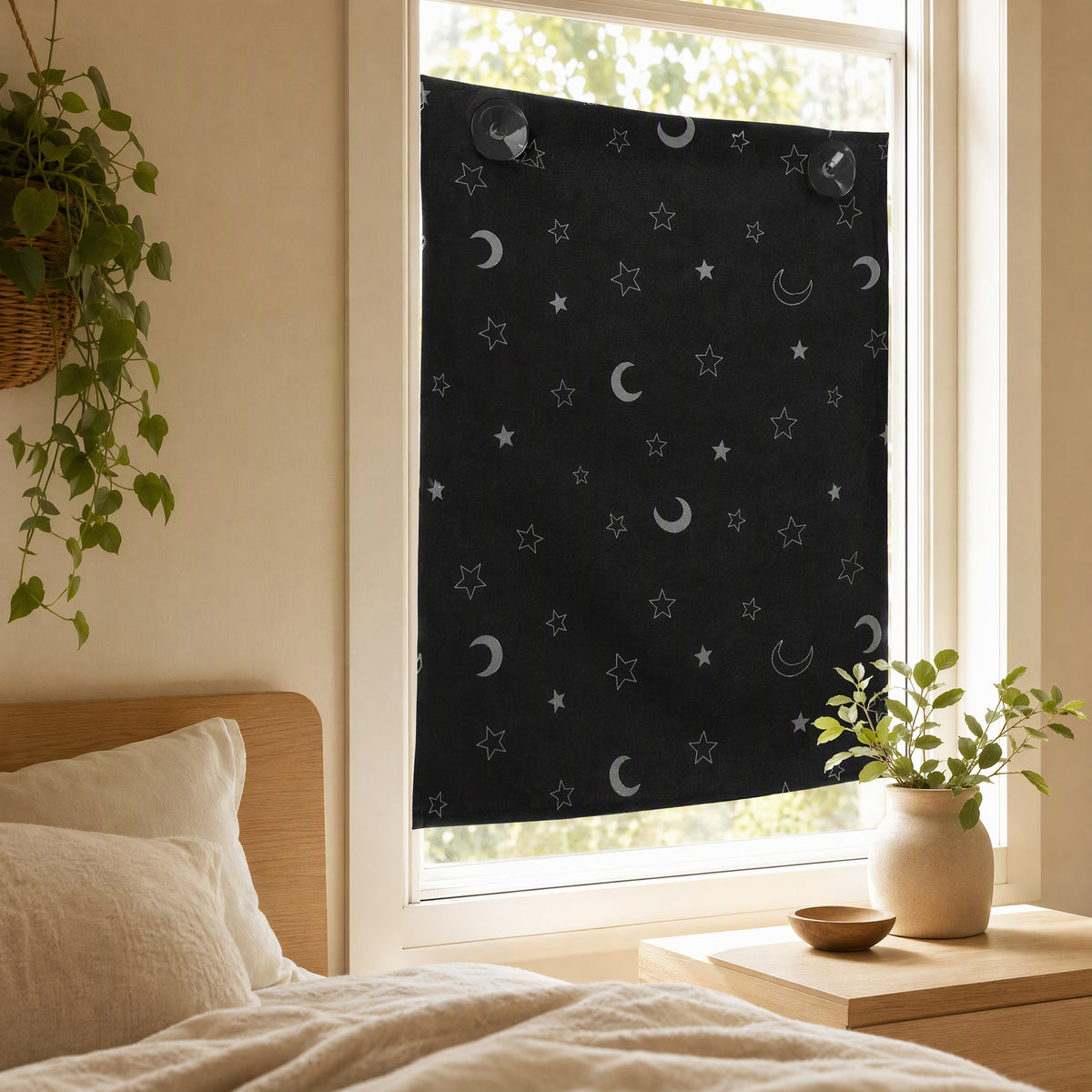 Nightseal™ 90–100% Blackout Suction Cup Curtain in a calm home setting