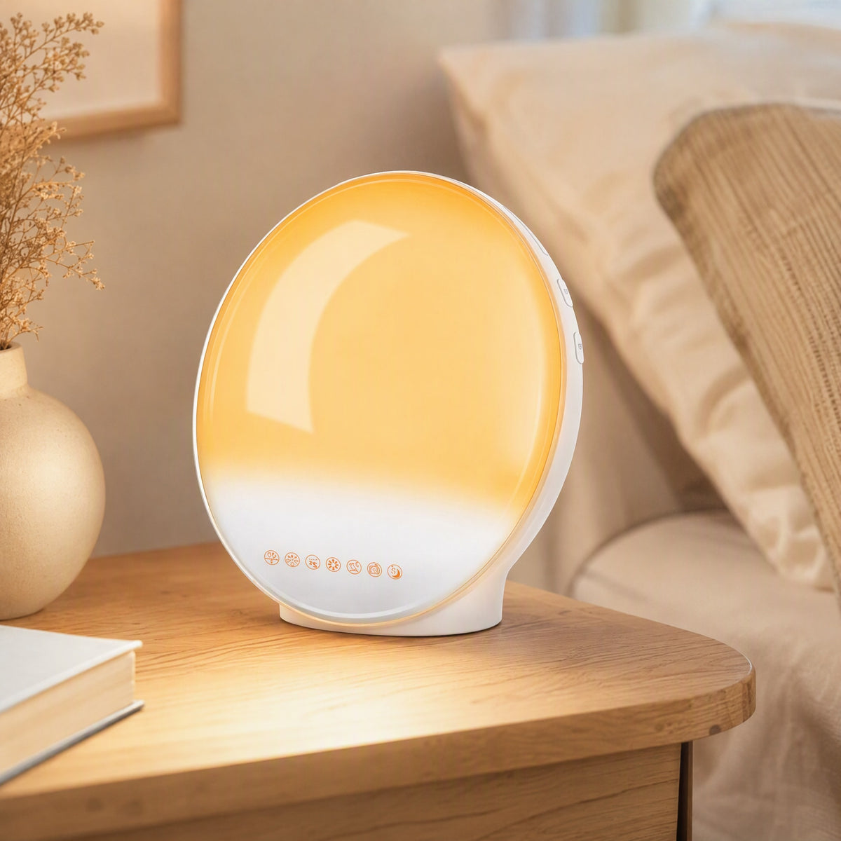 Dayhush™ Sunrise Sunset Alarm Clock Light, styled close view