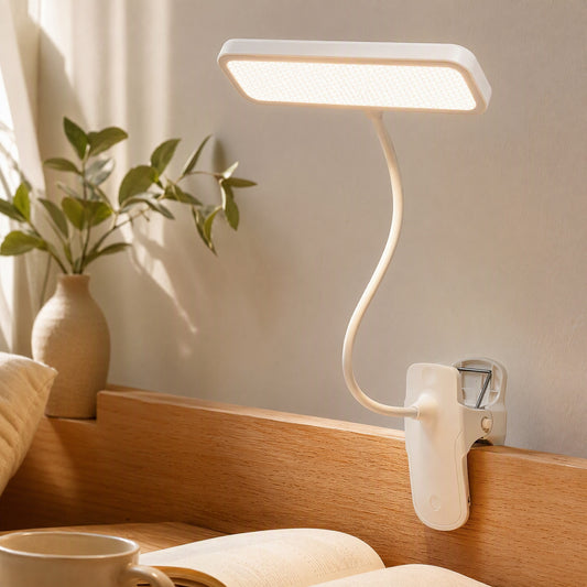 Clipglow™ LED Clip-On Desk Lamp in a calm home setting