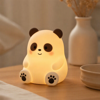 Pandapuff™ Silicone Panda Night Light, styled close view