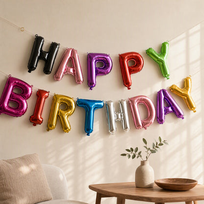 Wishfloat™ 16-Inch Aluminum Foil Birthday Balloon Banner, styled close view