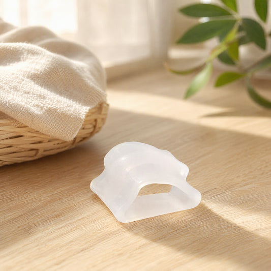 Footspace™ Silicone Toe Separator in a calm home setting