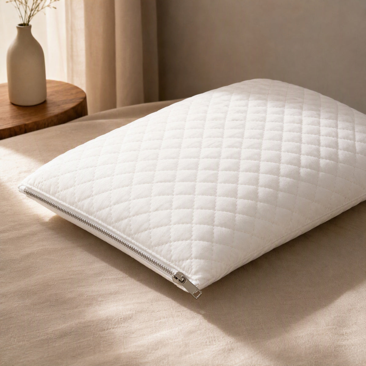 Quiltnest™ Quilted Pillow Inner Cover, styled close view