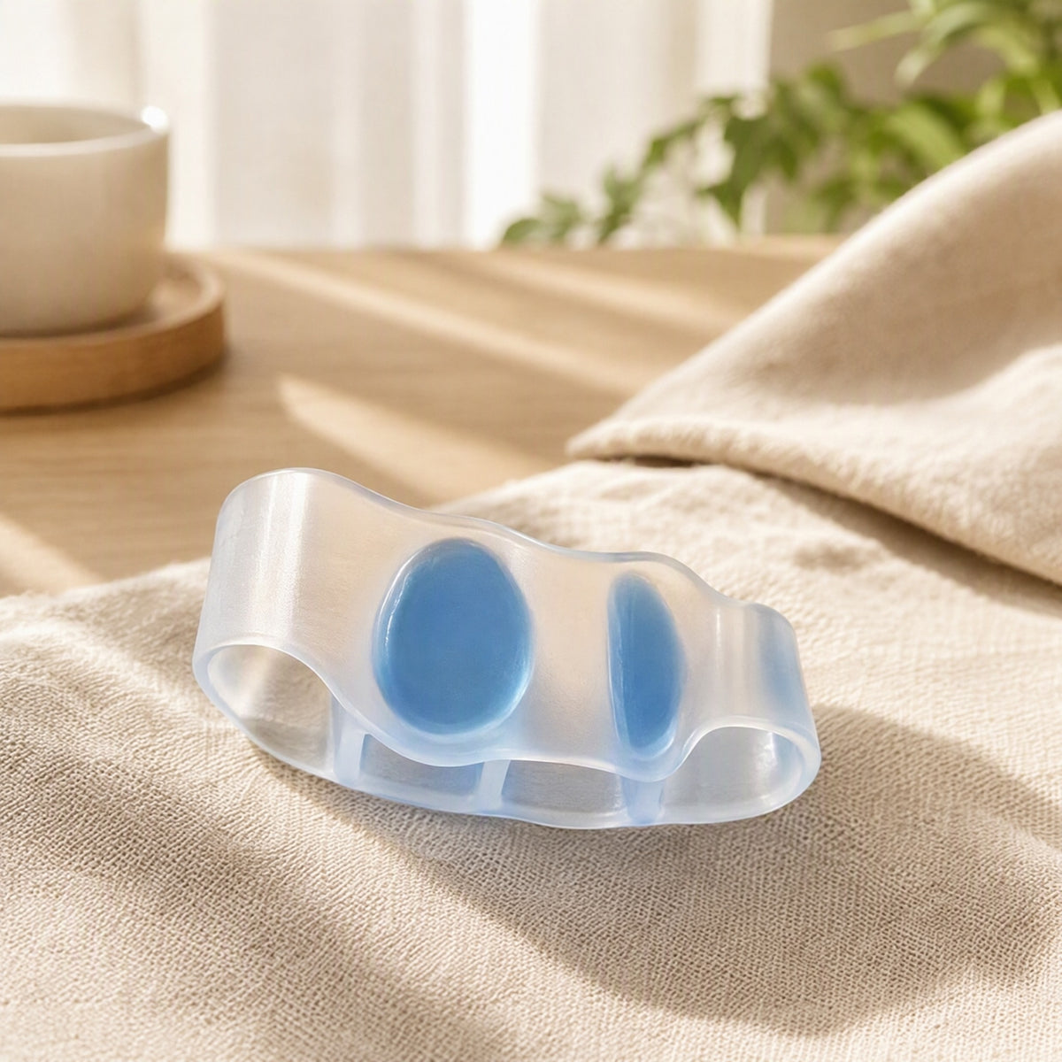 Toerest™ Silicone Big Toe Separator in a calm home setting