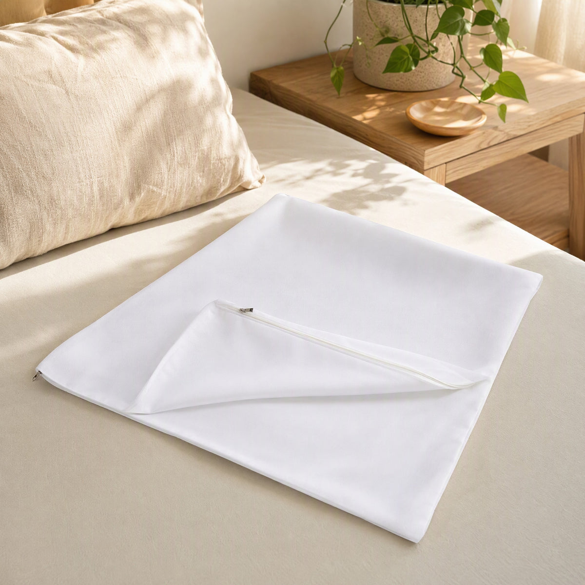 Huskhold™ Buckwheat Shell Pillow Cover in a calm home setting