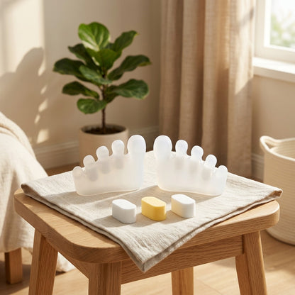 Toesoothe™ Silicone Big Toe Corrector in a calm home setting