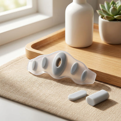 Splaysoft™ Five-Hole Silicone Toe Separator in a calm home setting
