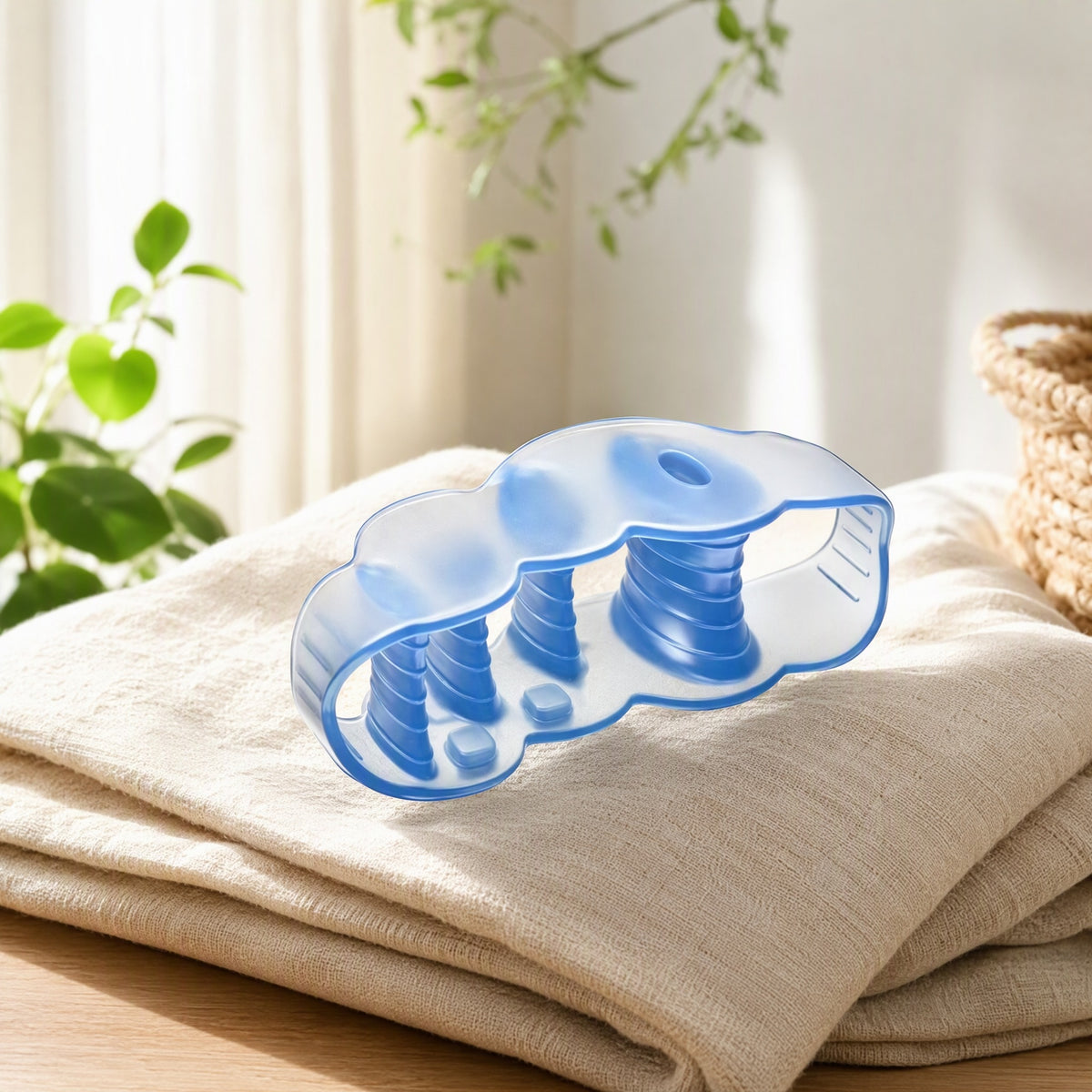 Toefree™ Silicone Five-Hole Toe Separator in a calm home setting