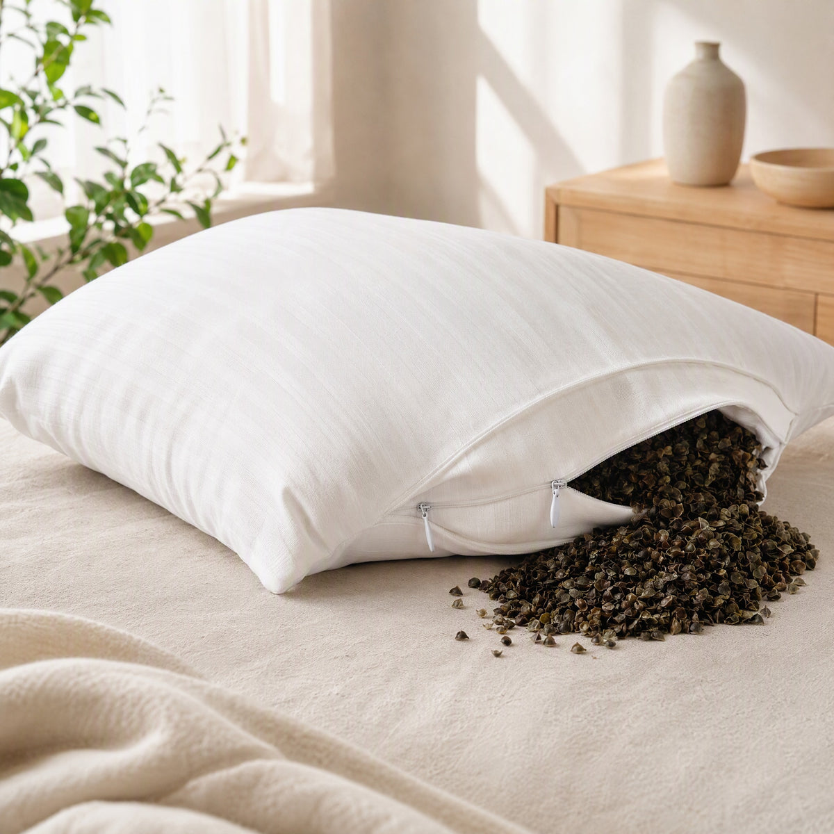 Cotnest™ Cotton Pillow Insert Cover in a calm home setting