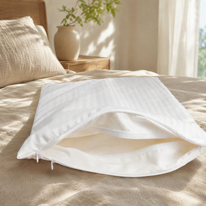 Pillowveil™ Double-Layer Pillow Insert Cover in a calm home setting