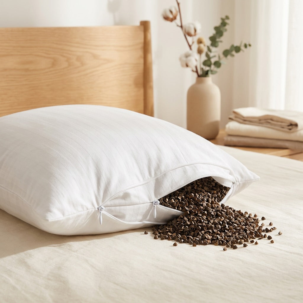 Twinslip™ Cotton Double-Zipper Pillow Inner Liner in a calm home setting