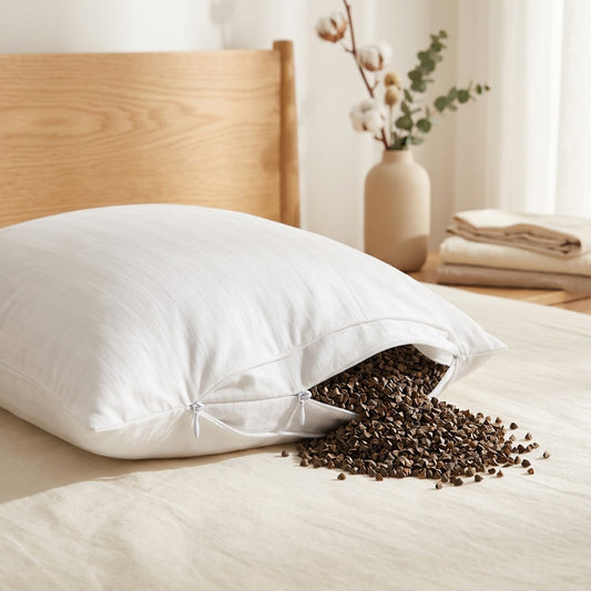 Twinslip™ Cotton Double-Zipper Pillow Inner Liner in a calm home setting