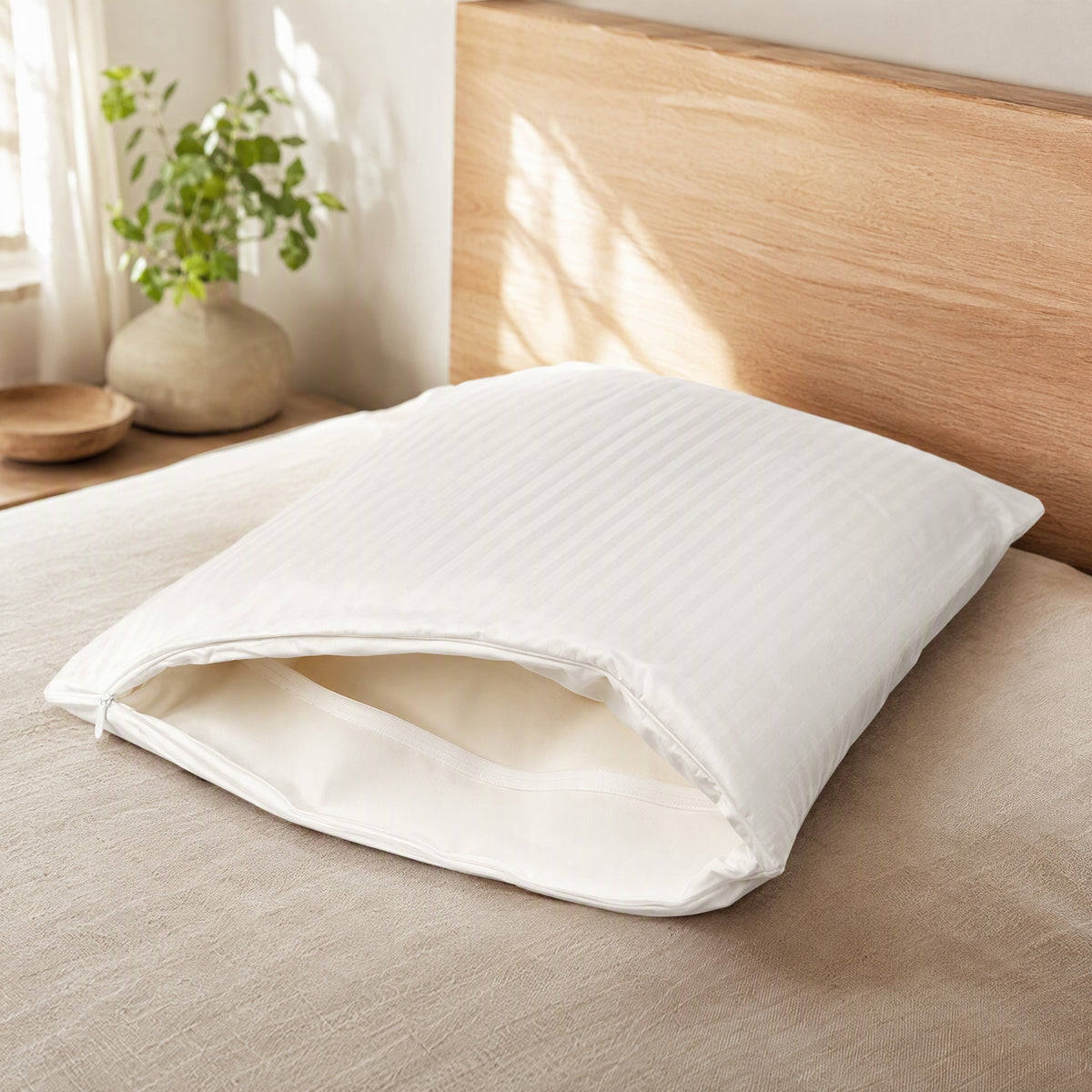 Huskfold™ Double-Layer Buckwheat Pillow Insert Cover in a calm home setting