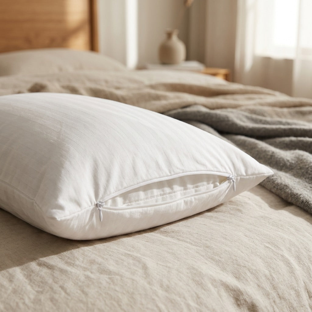 Huskseal™ Double-Zipper Buckwheat Pillow Inner Liner, styled close view