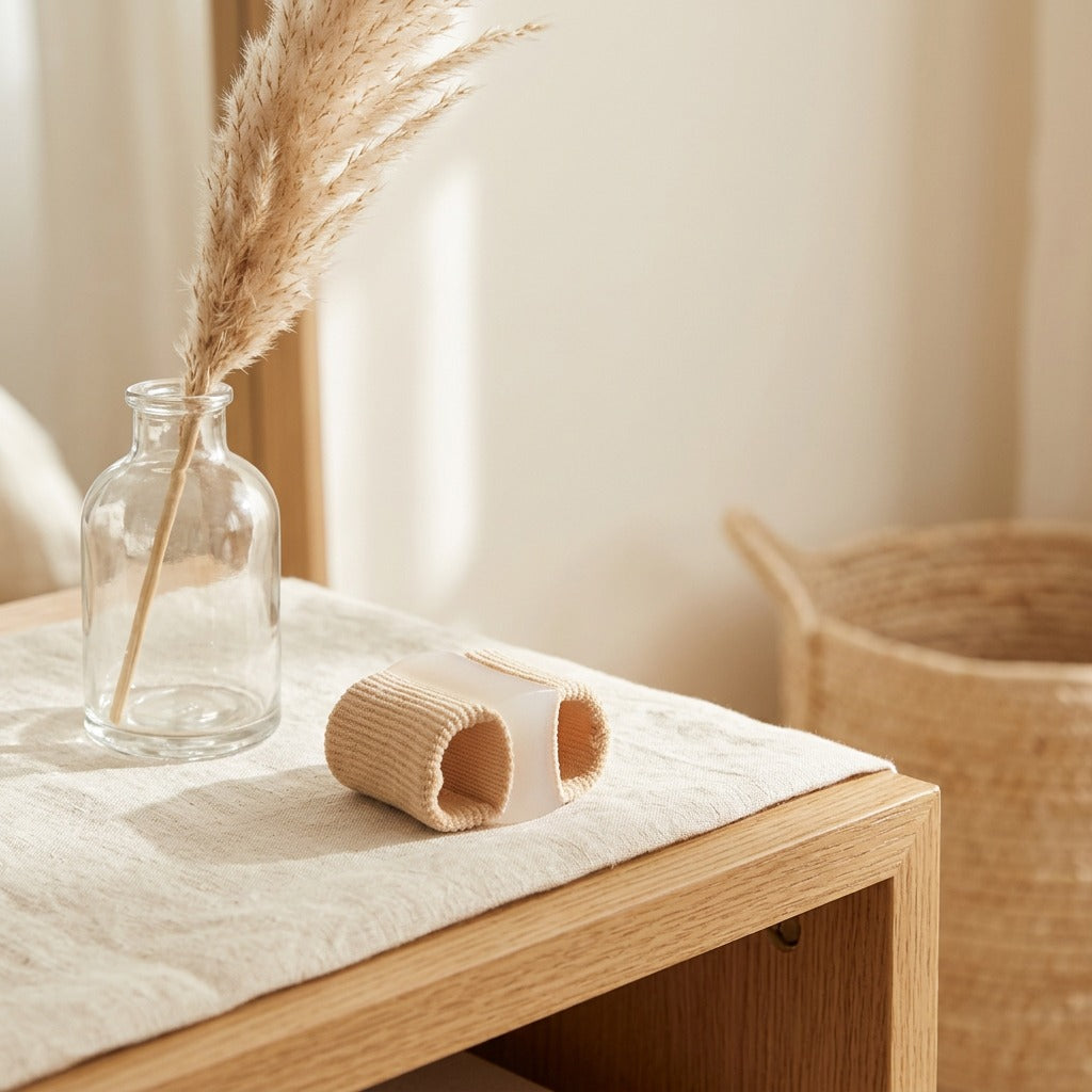 Twinsplay™ Silicone Double-Hole Toe Separator in a calm home setting