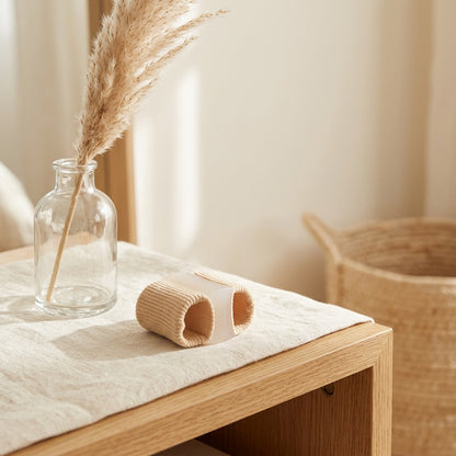 Twinsplay™ Silicone Double-Hole Toe Separator in a calm home setting